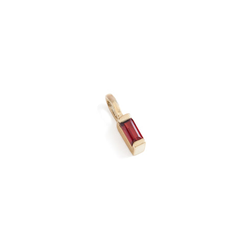 Mini Baguette Garnet Pendant Charm in Yellow Gold